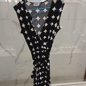 Leota Black and Blue Polka Dot Maxi Dress